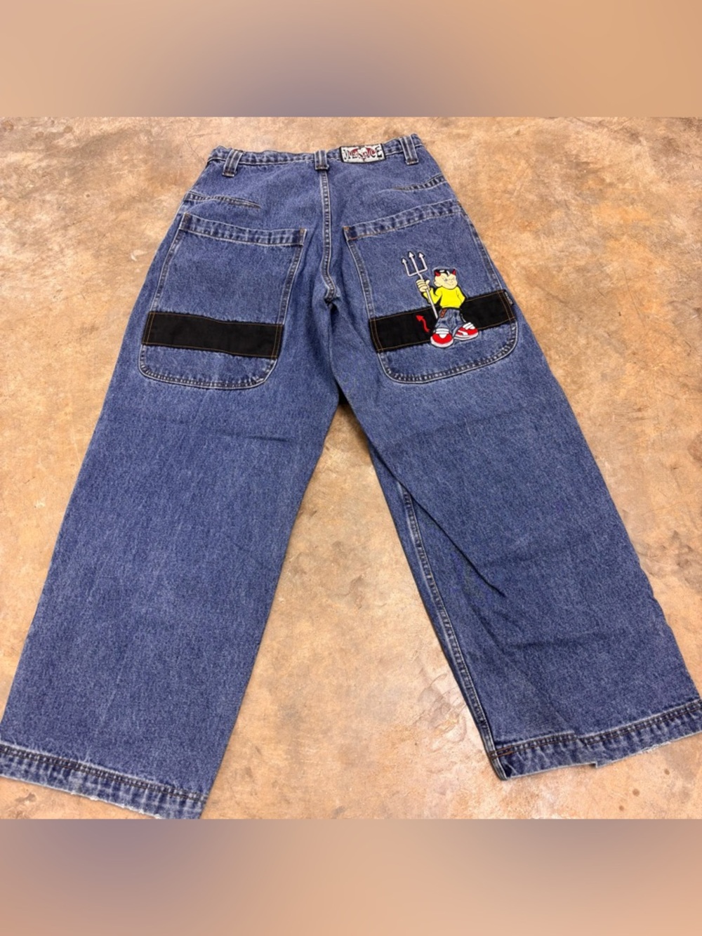 Vintage 90s MENACE Baggy Skater Jeans Devil Character Wide Leg 32x30 USA Grunge